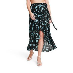 Women's Deep Sea Print Wrap Skirt - Agua Bendita Navy Blue M